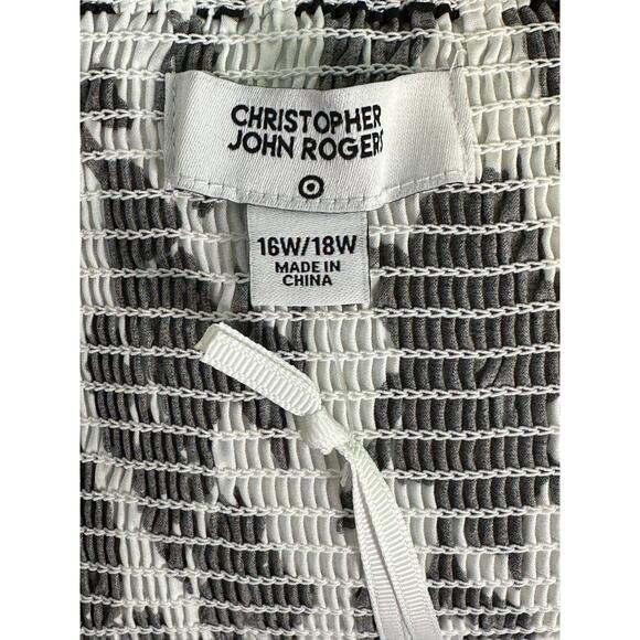 Christopher John Roger black white floral print midi dress size 16W-18W - Picture 3 of 11